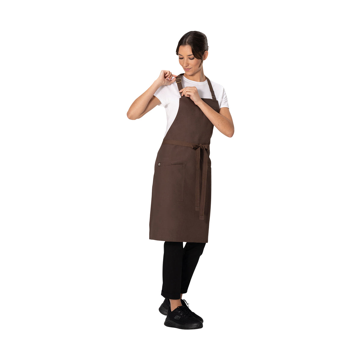 AB802.ESP Chef Works Repreve Lockharte Bib Apron with 2 Pockets Espresso 800x860mm Globe Importers Adelaide Hospitality Supplies