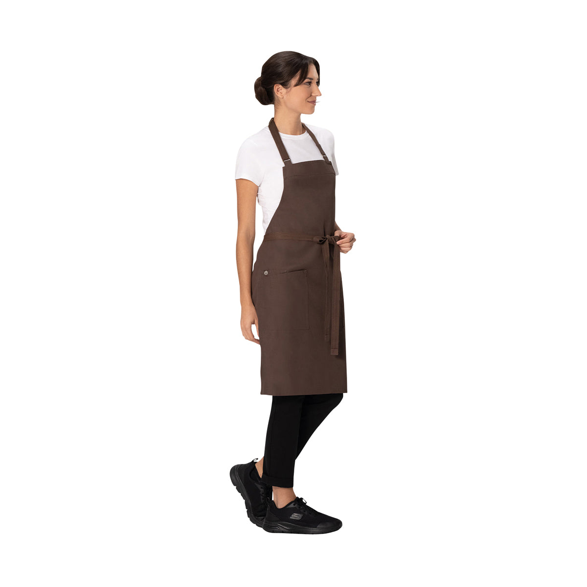 AB802.ESP Chef Works Repreve Lockharte Bib Apron with 2 Pockets Espresso 800x860mm Globe Importers Adelaide Hospitality Supplies