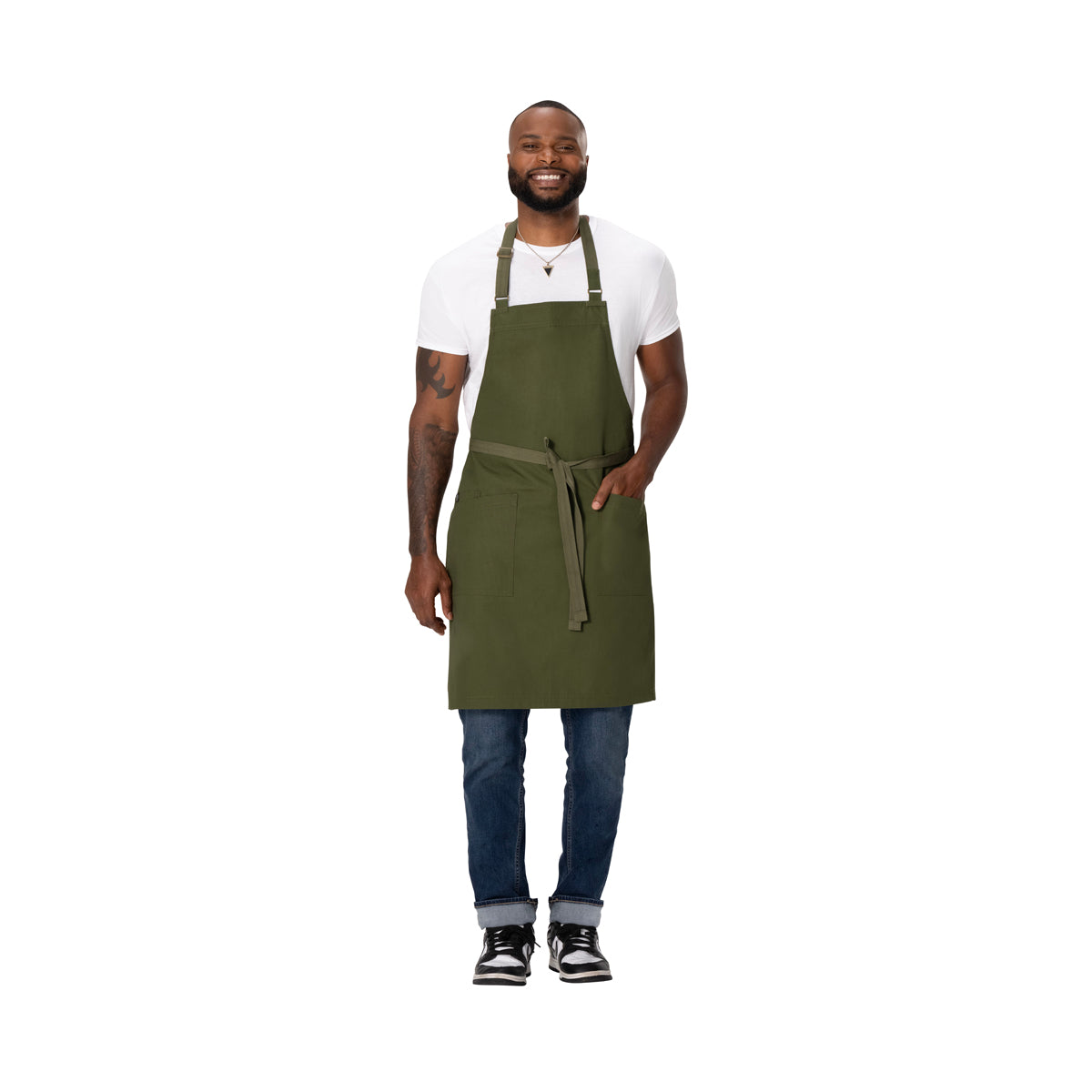 AB802.MIL Chef Works Repreve Lockharte Bib Apron with 2 Pockets Military Green 800x860mm Globe Importers Adelaide Hospitality Supplies