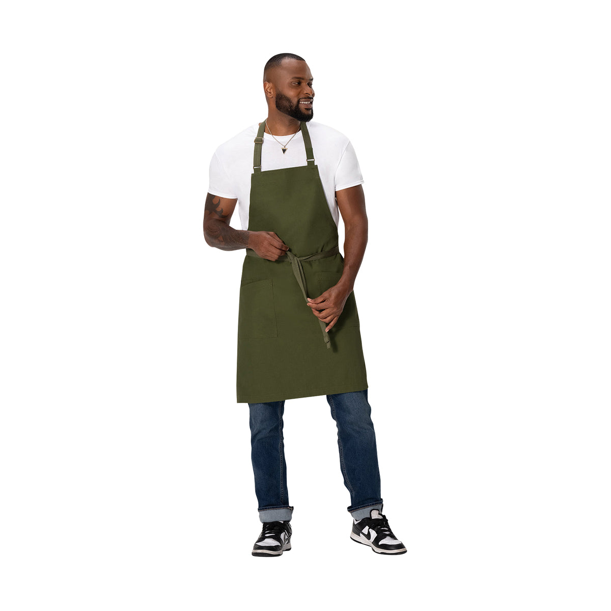 AB802.MIL Chef Works Repreve Lockharte Bib Apron with 2 Pockets Military Green 800x860mm Globe Importers Adelaide Hospitality Supplies