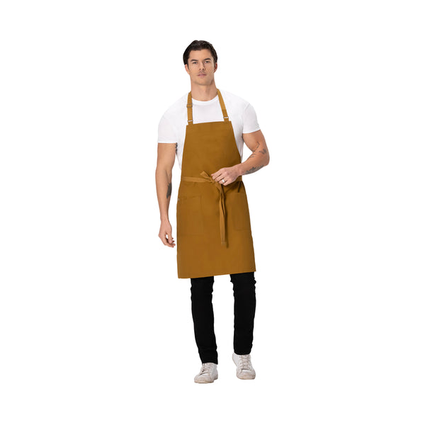 AB802.MUS Chef Works Repreve Lockharte Bib Apron with 2 Pockets Mustard 800x860mm Globe Importers Adelaide Hospitality Supplies