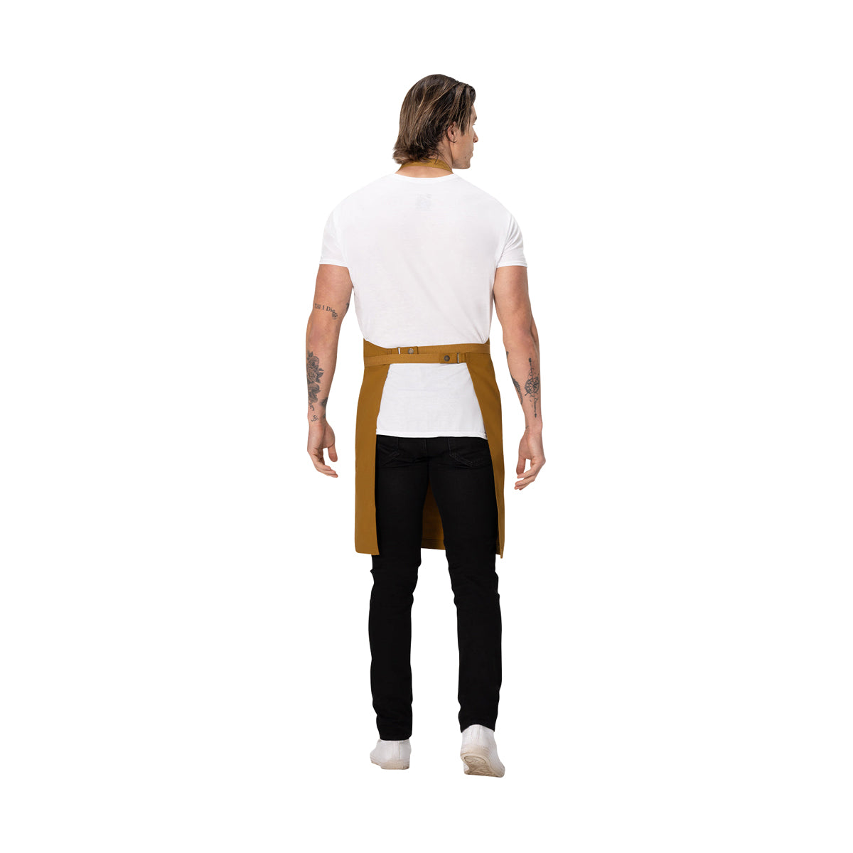 AB802.MUS Chef Works Repreve Lockharte Bib Apron with 2 Pockets Mustard 800x860mm Globe Importers Adelaide Hospitality Supplies