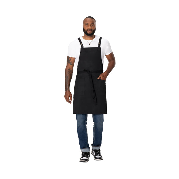 ABS04-BLK Chef Works Repreve Lockharte Cross-Back Apron with 2 Pockets Black 800x860mm Globe Importers Adelaide Hospitality Supplies