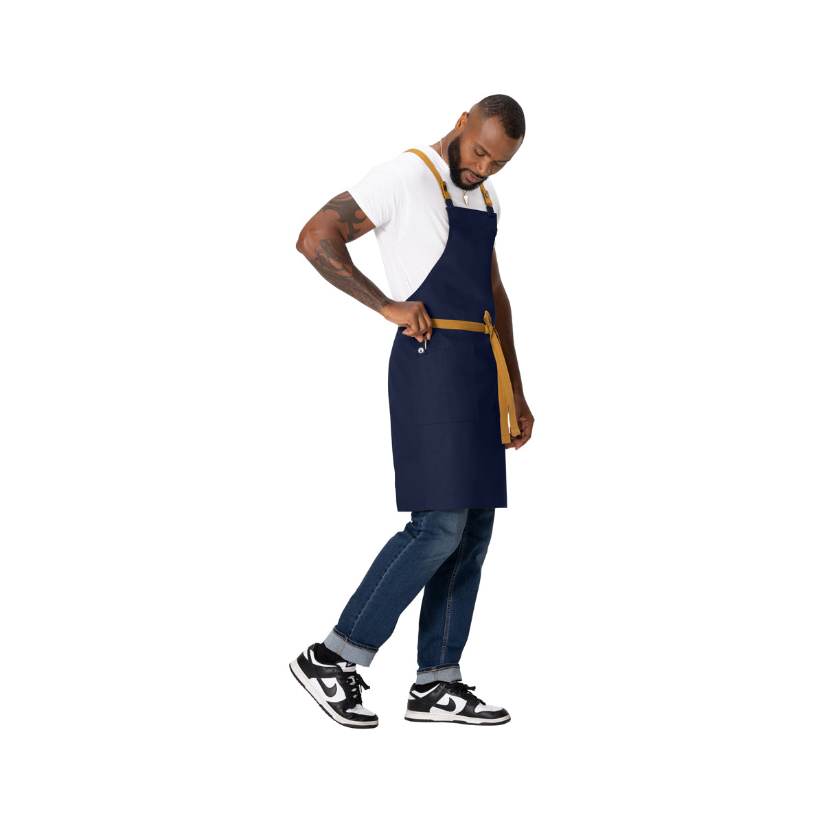 AB802.DNA Chef Works Repreve Lockharte Bib Apron with 2 Pockets Navy 800x860mm Globe Importers Adelaide Hospitality Supplies