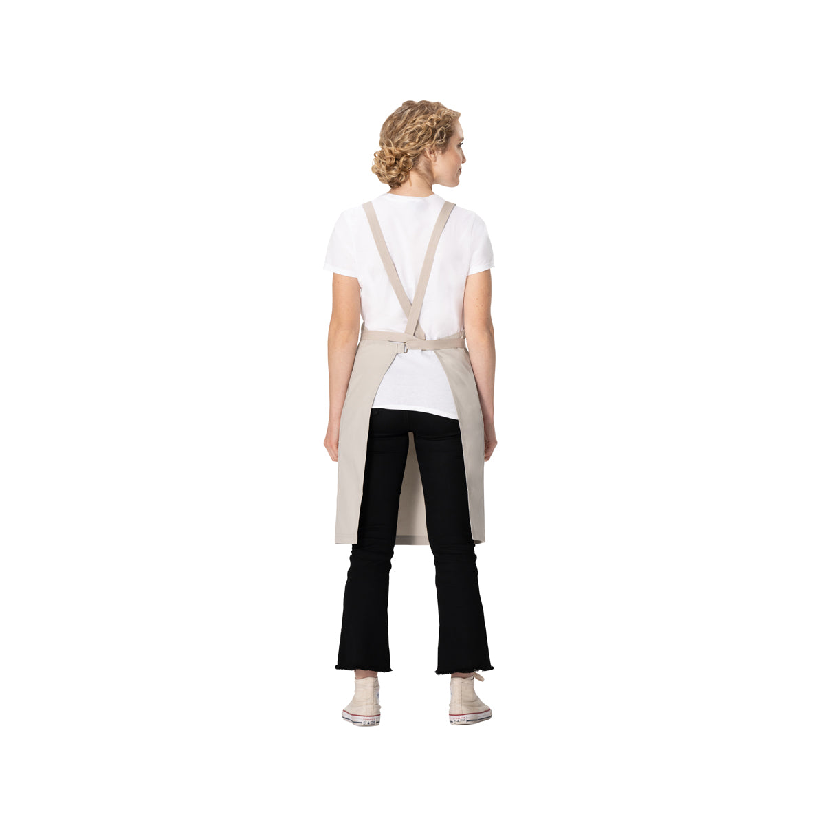 ABS04.ECR Chef Works Repreve Lockharte Cross-Back Apron with 2 Pockets Ecru 800x860mm Globe Importers Adelaide Hospitality Supplies