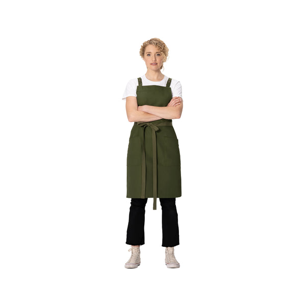 ABS04.MIL Chef Works Repreve Lockharte Cross-Back Apron with 2 Pockets Military Green 800x860mm Globe Importers Adelaide Hospitality Supplies