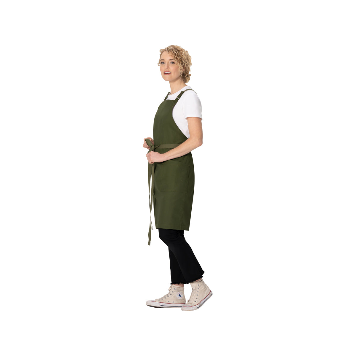 ABS04.MIL Chef Works Repreve Lockharte Cross-Back Apron with 2 Pockets Military Green 800x860mm Globe Importers Adelaide Hospitality Supplies