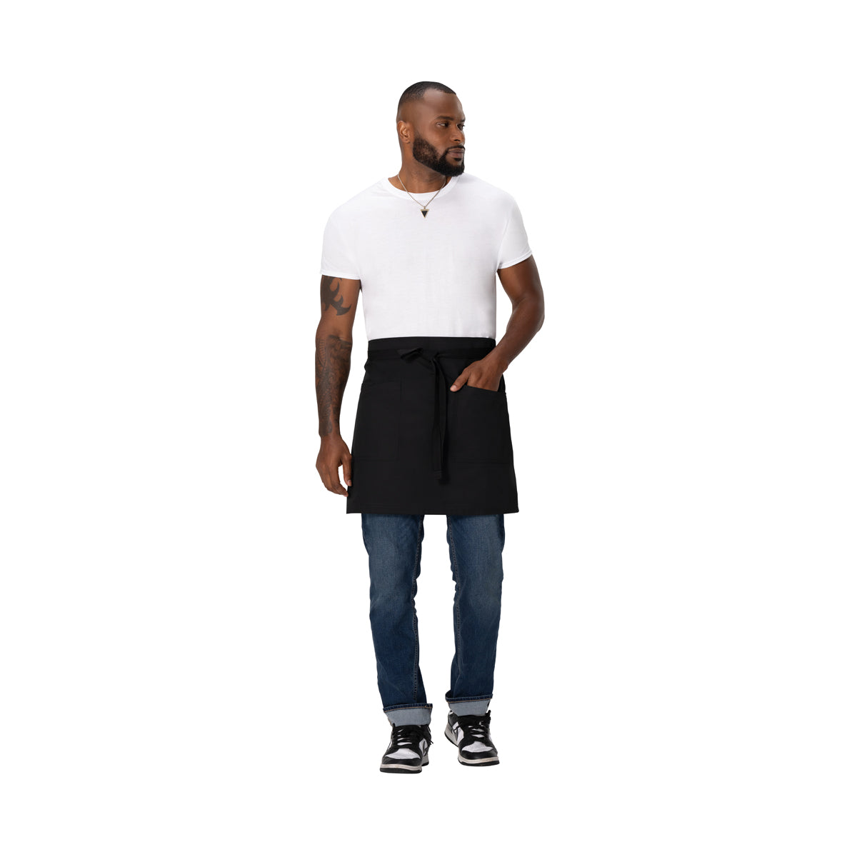 AHS02-BLK Chef Works Repreve Lockharte Waist Apron with 2 Pockets Black 800x485mm Globe Importers Adelaide Hospitality Supplies