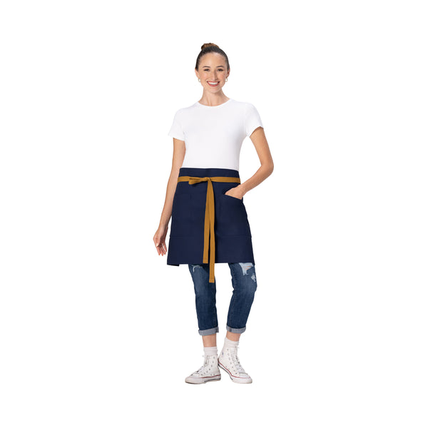 AHS02.DNA Chef Works Repreve Lockharte Waist Apron with 2 Pockets Navy 800x485mm Globe Importers Adelaide Hospitality Supplies