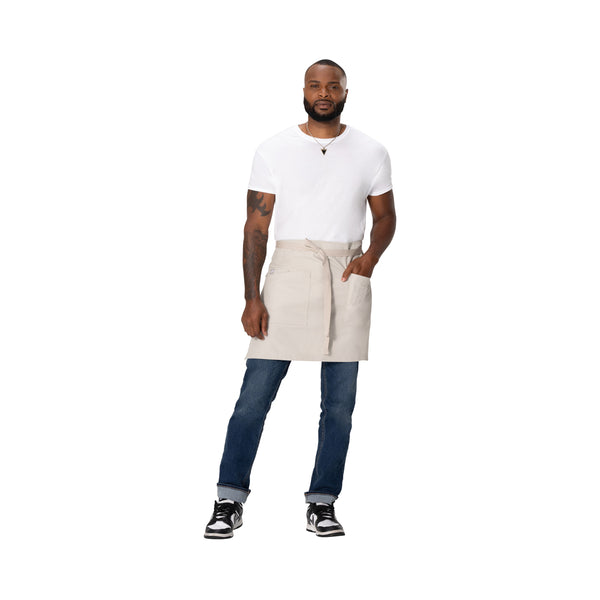 AHS02.ECR Chef Works Repreve Lockharte Waist Apron with 2 Pockets Ecru 800x485mm Globe Importers Adelaide Hospitality Supplies