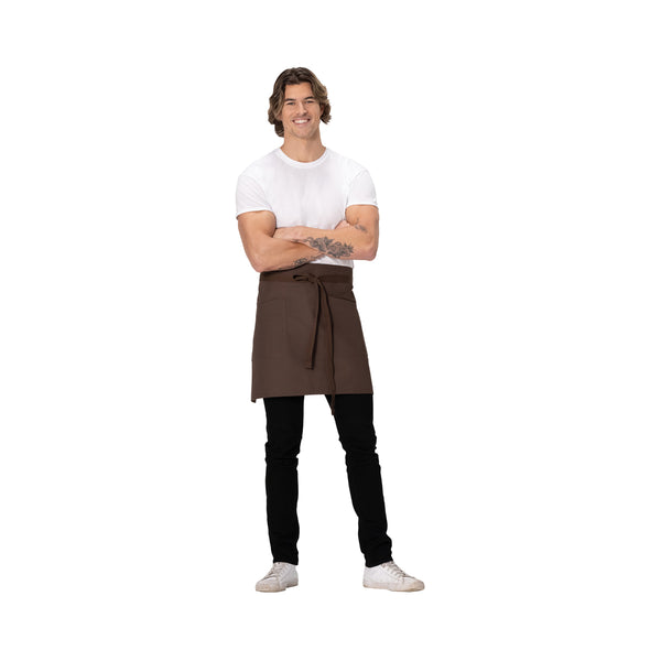 AHS02.ESP Chef Works Repreve Lockharte Waist Apron with 2 Pockets Espresso 800x485mm Globe Importers Adelaide Hospitality Supplies