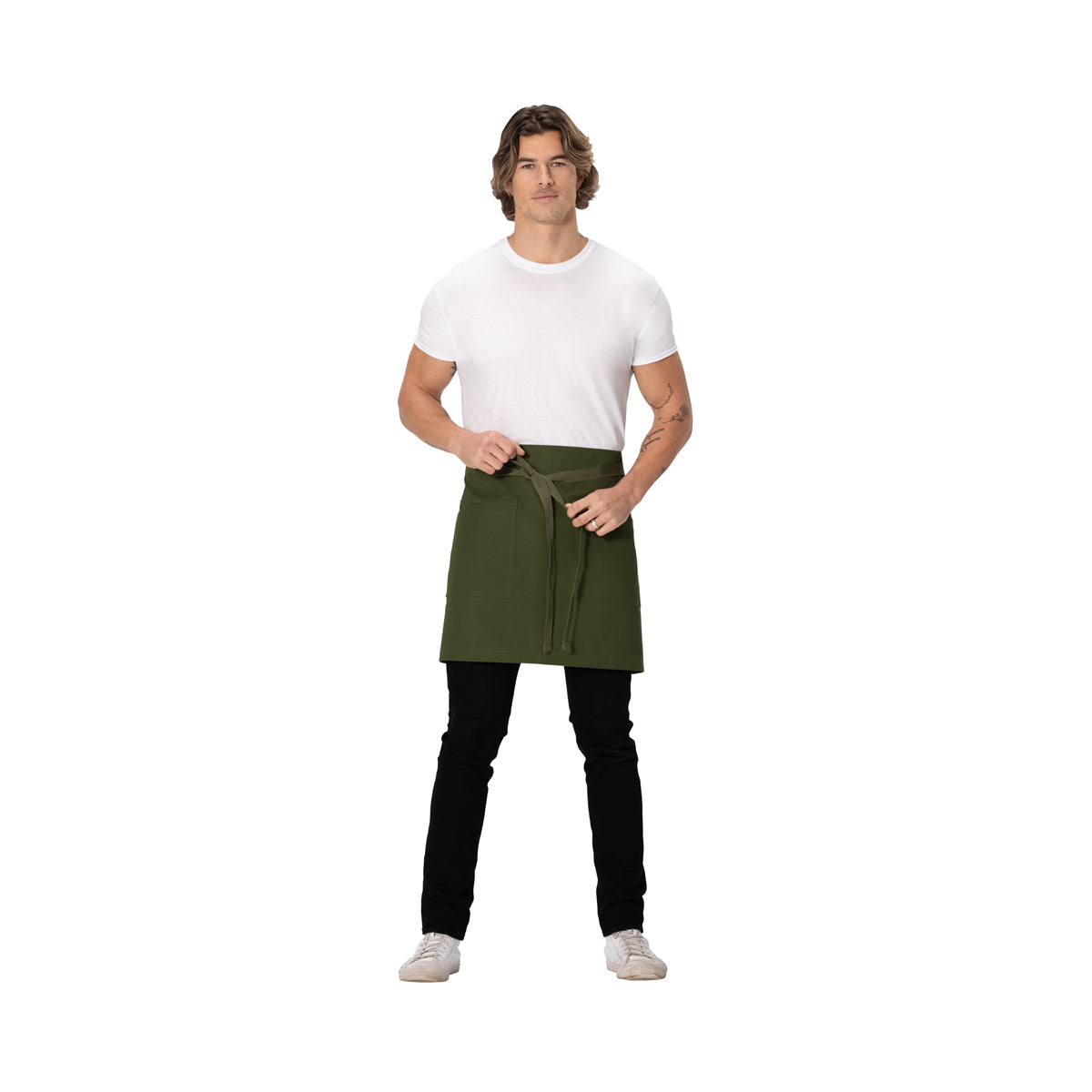AHS02.MIL Chef Works Repreve Lockharte Waist Apron with 2 Pockets Military Green 800x485mm Globe Importers Adelaide Hospitality Supplies