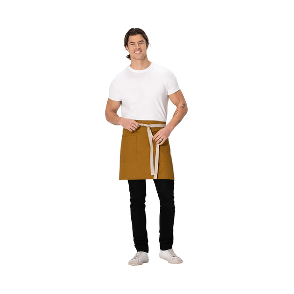 AHS02.MUS Chef Works Repreve Lockharte Waist Apron with 2 Pockets Mustard 800x485mm Globe Importers Adelaide Hospitality Supplies