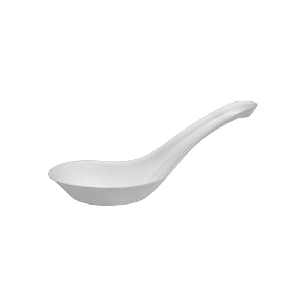 BP.B-14CS-PULP-PF BioPak BioCane Chinese Soup Spoon Plant Fibre White 140mm Globe Importers Adelaide Hospitality Supplies