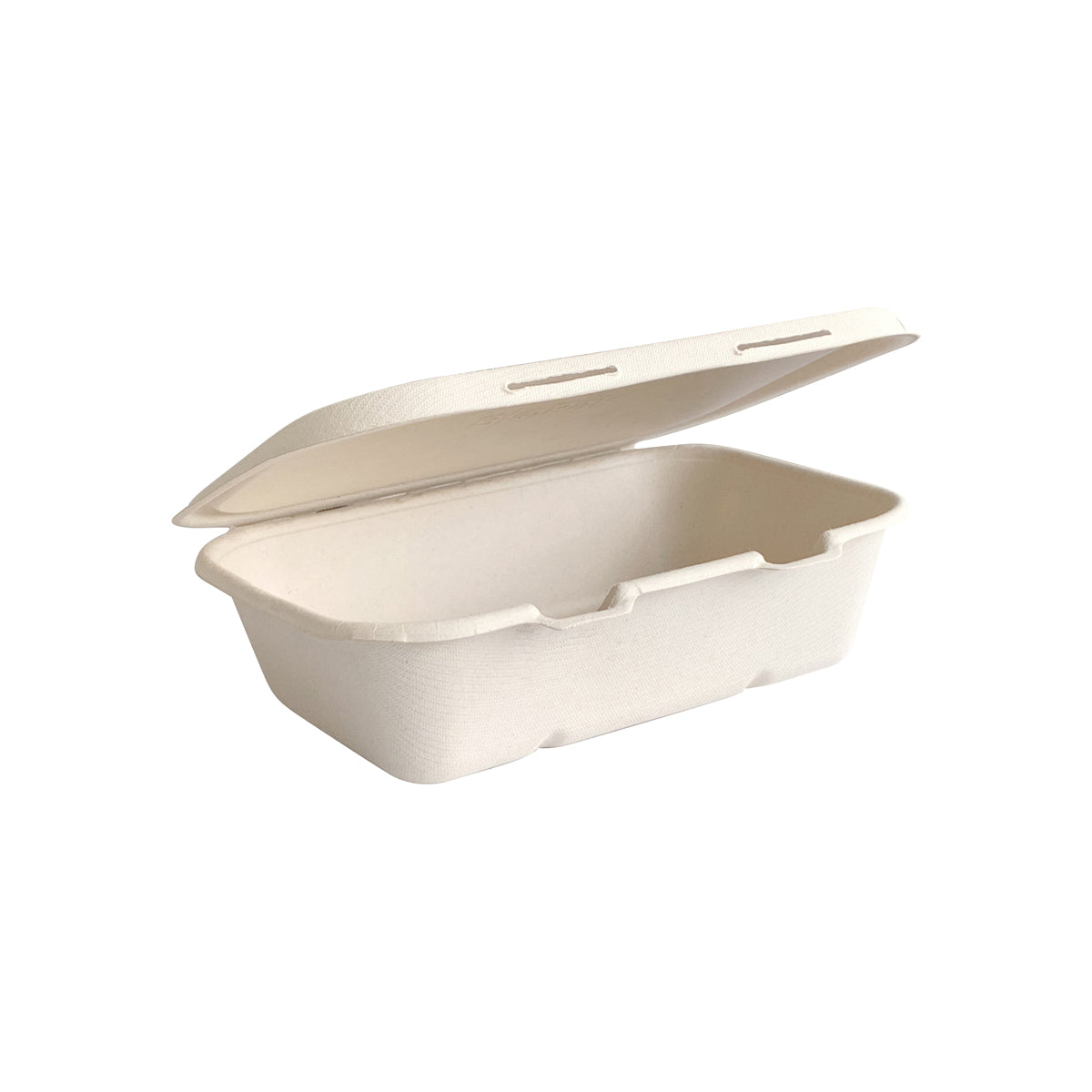 BP.B-HL-75-N-PF BioPak BioCane Snack Box Clam with Flat Lid Plant Fibre Natural 200x150x50mm Globe Importers Adelaide Hospitality Supplies