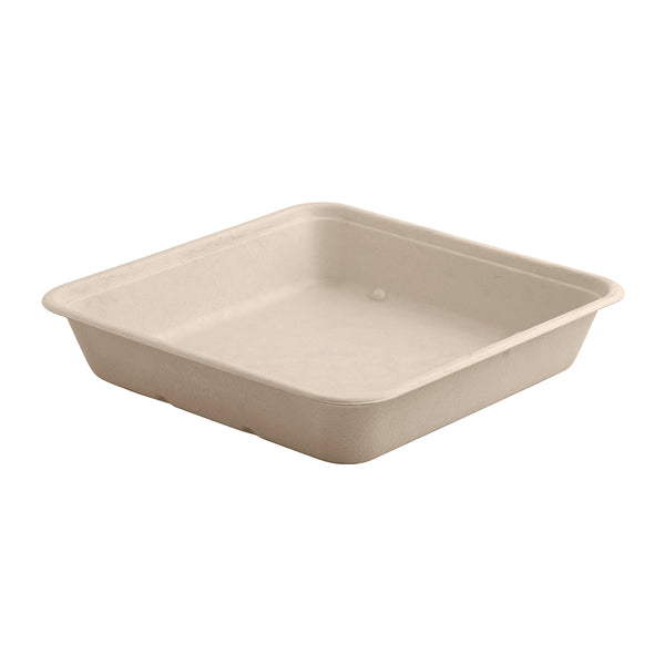 BP.B-LB-0C-N-LARGE-PF BioPak BioCane Rectangular Takeaway Container Large Plant Fibre Natural 232x232x46mm / 1750ml Globe Importers Adelaide Hospitality Supplies