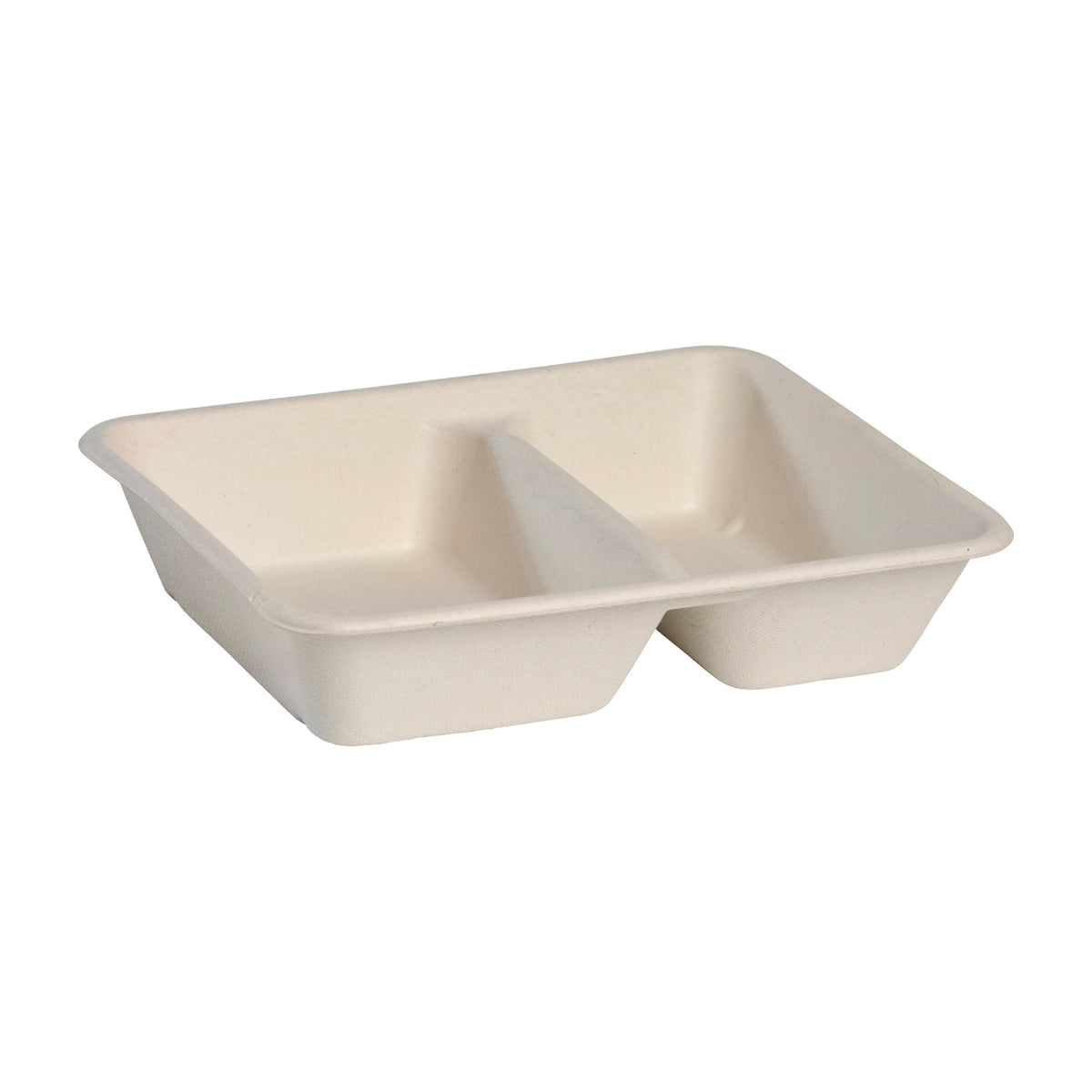 BP.B-LB-2C-N-PF BioPak BioCane Rectangular Takeaway Container 2-Compartment Plant Fibre Natural 240x180x50mm / 530ml+380ml Globe Importers Adelaide Hospitality Supplies