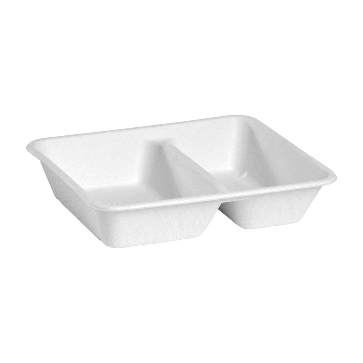 BP.B-LB-2C-W-PF BioPak BioCane Rectangular Takeaway Container 2-Compartment Plant Fibre White 240x180x50mm / 530ml+380ml Globe Importers Adelaide Hospitality Supplies