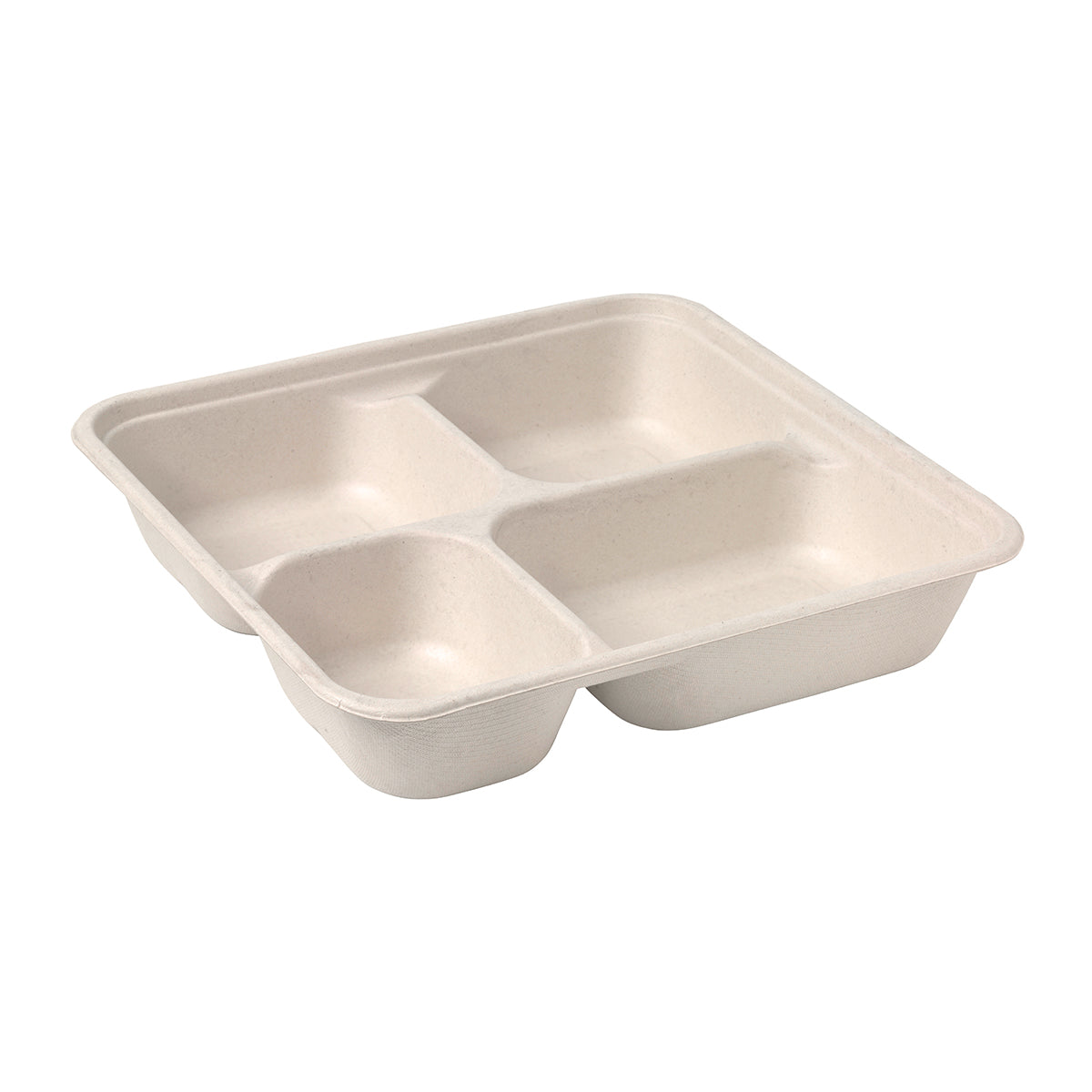 BP.B-LB-4C-N-LARGE-PF BioPak BioCane Square Takeaway Container Large 4-Compartment Plant Fibre Natural 232x232x46mm / 310ml+310ml+400ml+220ml Globe Importers Adelaide Hospitality Supplies