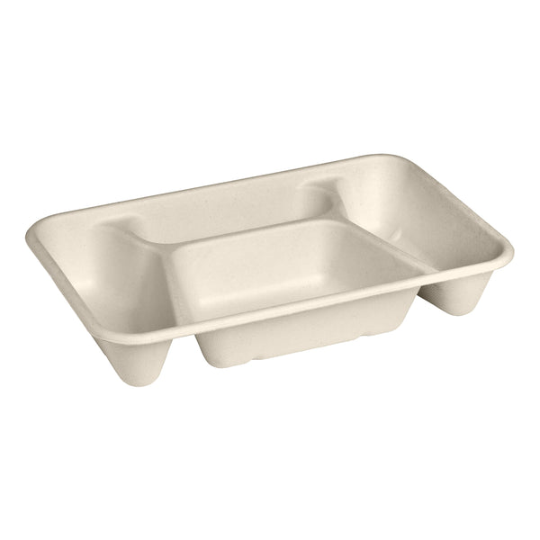 BP.B-LB-4C-N-PF BioPak BioCane Rectangular Takeaway Container 4-Compartment Plant Fibre Natural 270x170x46mm / 350ml+180ml+180ml+120ml Globe Importers Adelaide Hospitality Supplies