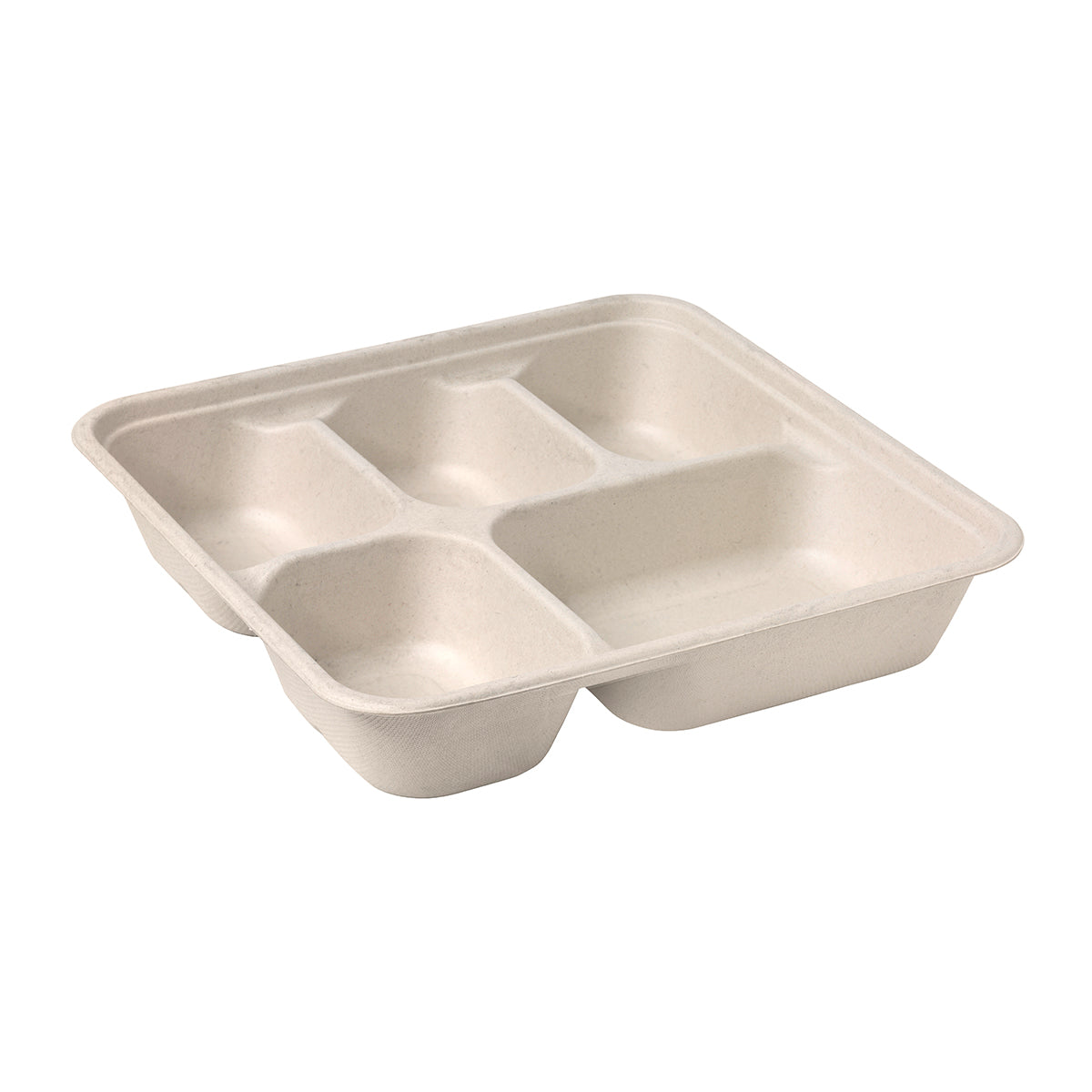 BP.B-LB-5C-N-LARGE-PF BioPak BioCane Square Takeaway Container Large 5-Compartment Plant Fibre Natural 232x232x46mm / 180ml+180ml+180ml+400ml+220ml Globe Importers Adelaide Hospitality Supplies