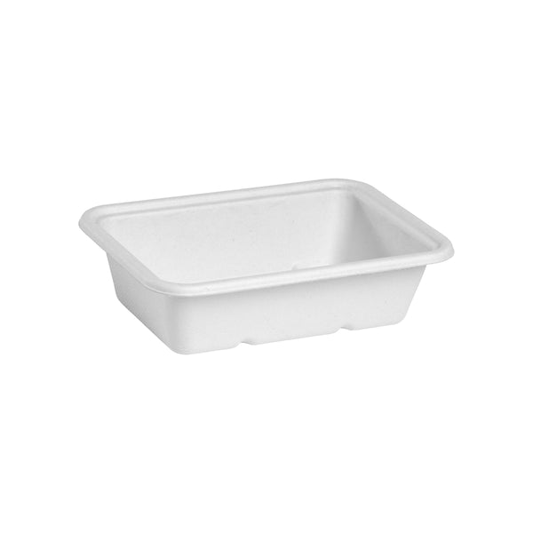 BP.B-LB-600-W-PF BioPak BioCane Rectangular Takeaway Container Plant Fibre White 600ml Globe Importers Adelaide Hospitality Supplies