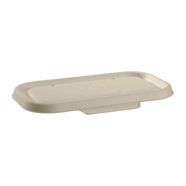 BP.B-LBL-N-PF BioPak BioCane Oblong Takeaway Lid Plant Fibre Natural 230x130mm Globe Importers Adelaide Hospitality Supplies
