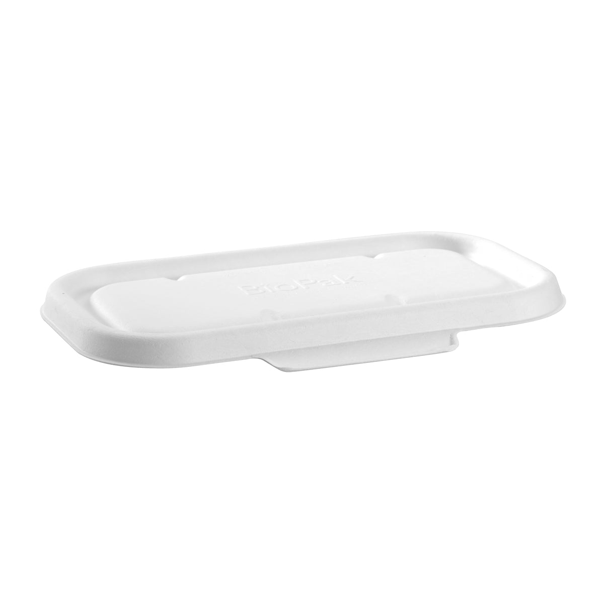 BP.B-LBL-W-PF BioPak BioCane Oblong Takeaway Lid Plant Fibre White 230x130mm Globe Importers Adelaide Hospitality Supplies