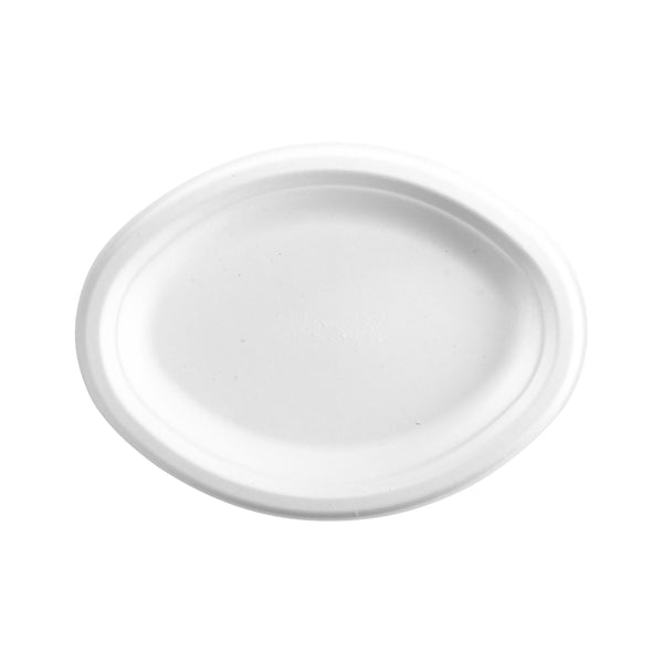 BP.B-PL-16-1-PF BioPak BioCane Oval Plate Plant Fibre White 260x190mm / 10.25x7.75" Globe Importers Adelaide Hospitality Supplies