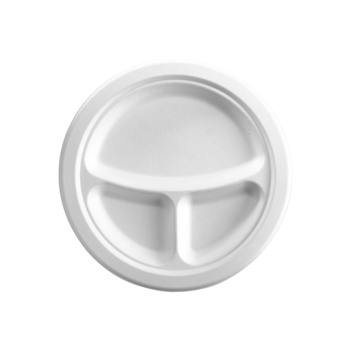 BP.B-PL-93-PF BioPak BioCane Round Plate 3-Compartment Plant Fibre White 230mm / 9” Globe Importers Adelaide Hospitality Supplies