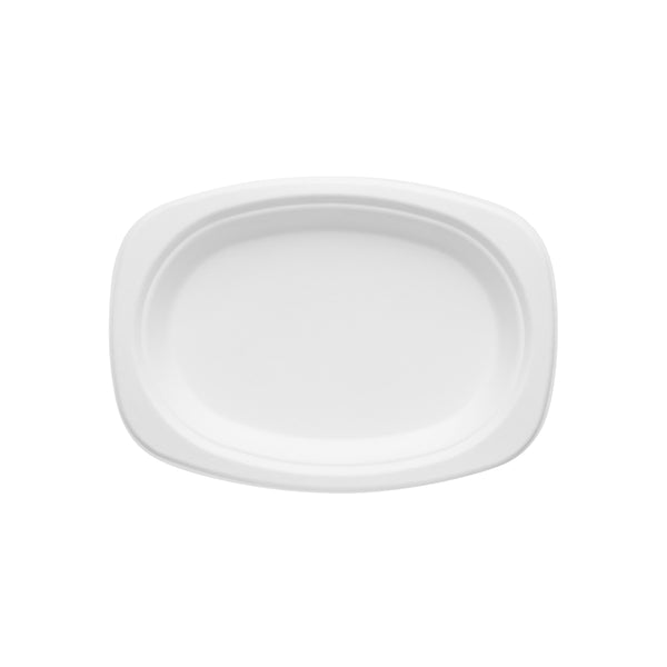 BP.B-PL-RO-9x6-PF BioPak BioCane Oblong Plate Plant Fibre White 230x160mm / 9.2x6.5" Globe Importers Adelaide Hospitality Supplies