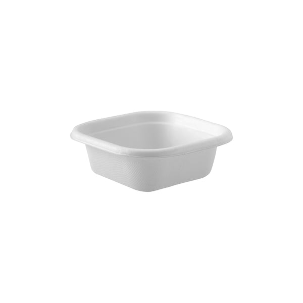 BP.B-SLB-280-W-PF BioPak BioCane Square Takeaway Container Plant Fibre White 280ml Globe Importers Adelaide Hospitality Supplies