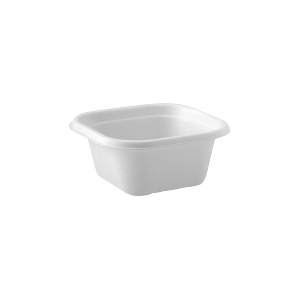 BP.B-SLB-480-W-PF BioPak BioCane Square Takeaway Container Plant Fibre White 480ml Globe Importers Adelaide Hospitality Supplies