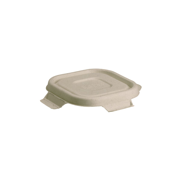 BP.B-SLBL-N-PF BioPak BioCane Square Takeaway Lid Plant Fibre Natural 130x130mm Globe Importers Adelaide Hospitality Supplies