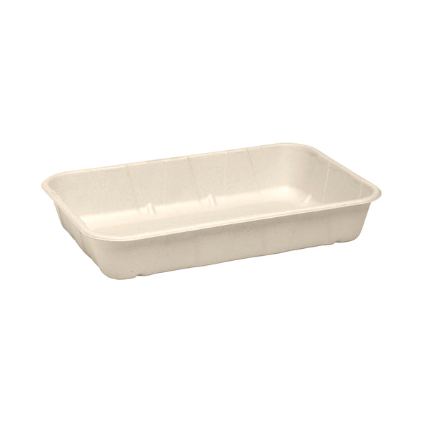 BP.B-TRAY-1KG-PF BioPak BioCane Produce Trays Plant Fibre Natural 268x173x46mm / 1kg Globe Importers Adelaide Hospitality Supplies