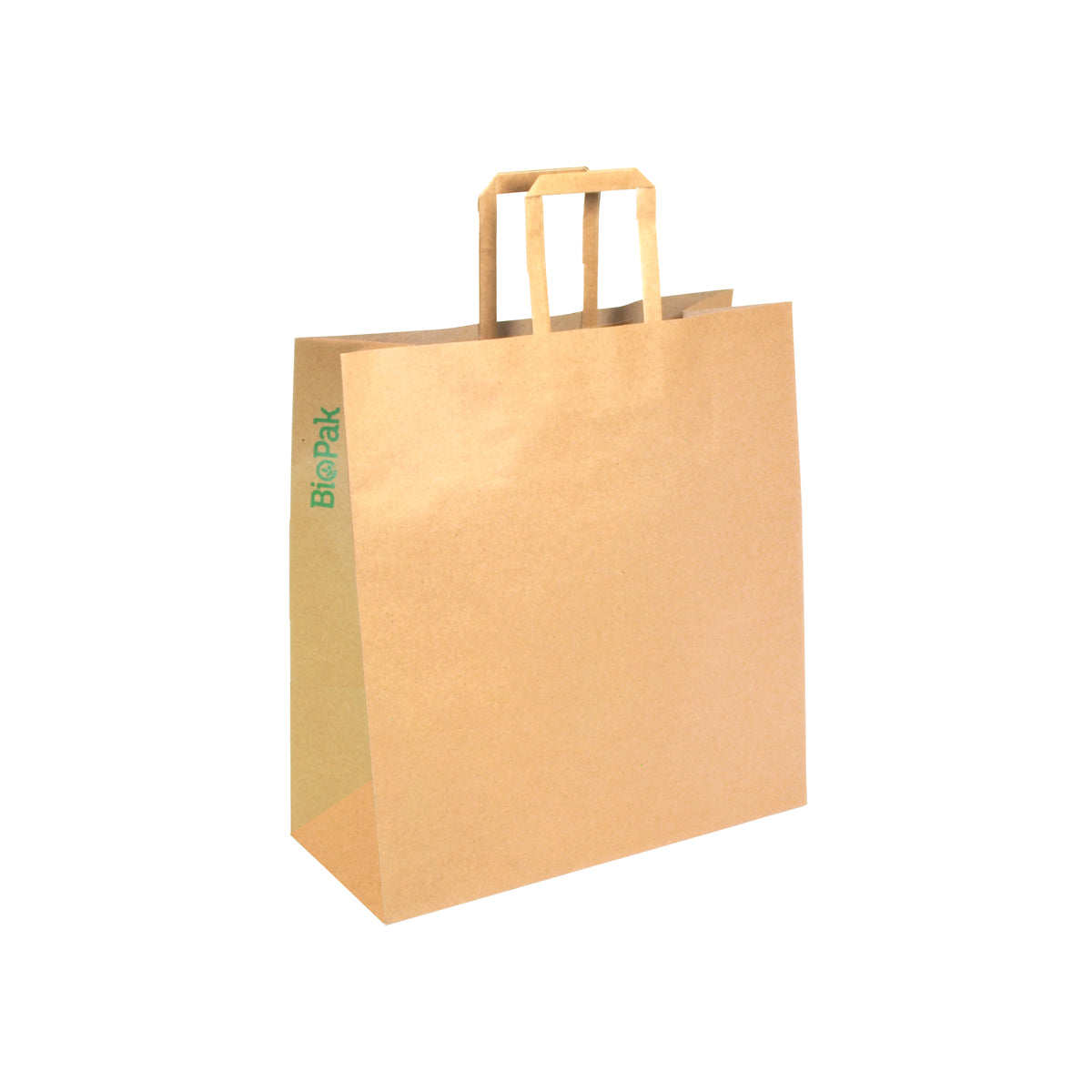 BP.BAG-TA-F-MEDIUM BioPak FSC™ Paper Bag Medium with Flat Handles Kraft 320x340x140mm Globe Importers Adelaide Hospitality Supplies