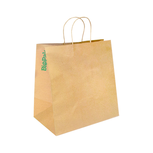 BP.BAG-TA-T-JUMBO BioPak FSC™ Paper Bag Jumbo with Twist Handles Kraft 355x370x220mm Globe Importers Adelaide Hospitality Supplies