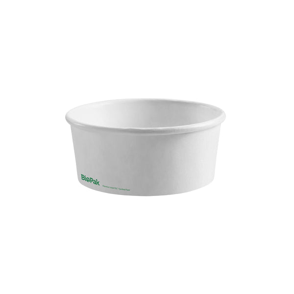 BP.BB-BL-MEDIUM-W BioPak FSC Paper Wide BioBowl White 148x60mm / 750ml Globe Importers Adelaide Hospitality Supplies
