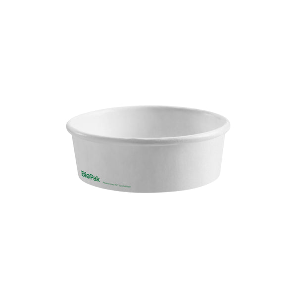 BP.BB-BL-SMALL-W BioPak FSC Paper Wide BioBowl White 148x48mm / 500ml Globe Importers Adelaide Hospitality Supplies