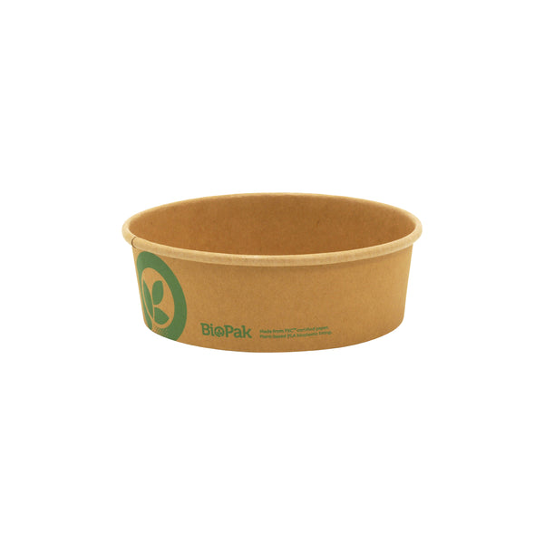 BP.BB-BL-SMALL BioPak FSC Paper Wide BioBowl Kraft 148x48mm / 500ml Globe Importers Adelaide Hospitality Supplies