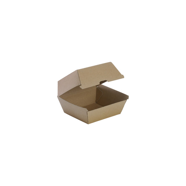 BP.BB-BURGER-BOX-LARGE BioPak FSC BioBoard Burger Box Large Kraft 120x120x100mm Globe Importers Adelaide Hospitality Supplies