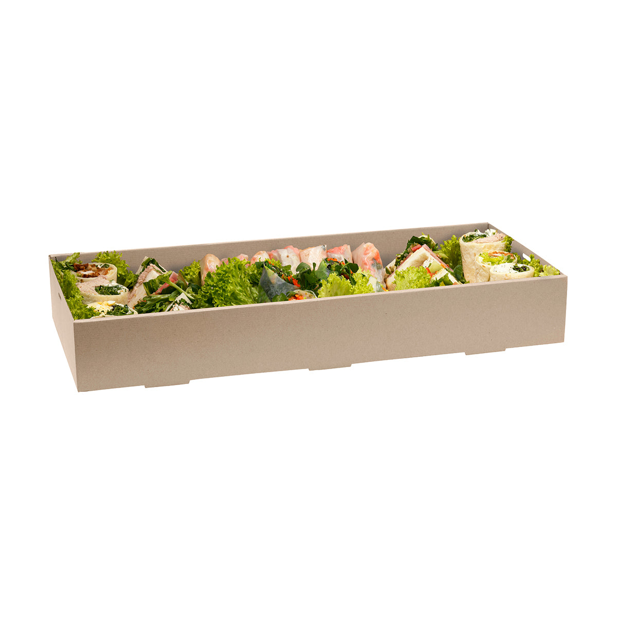 BP.BB-CB-L BioPak FSC BioBoard Catering Tray Large Base Kraft 558x252x80mm Globe Importers Adelaide Hospitality Supplies