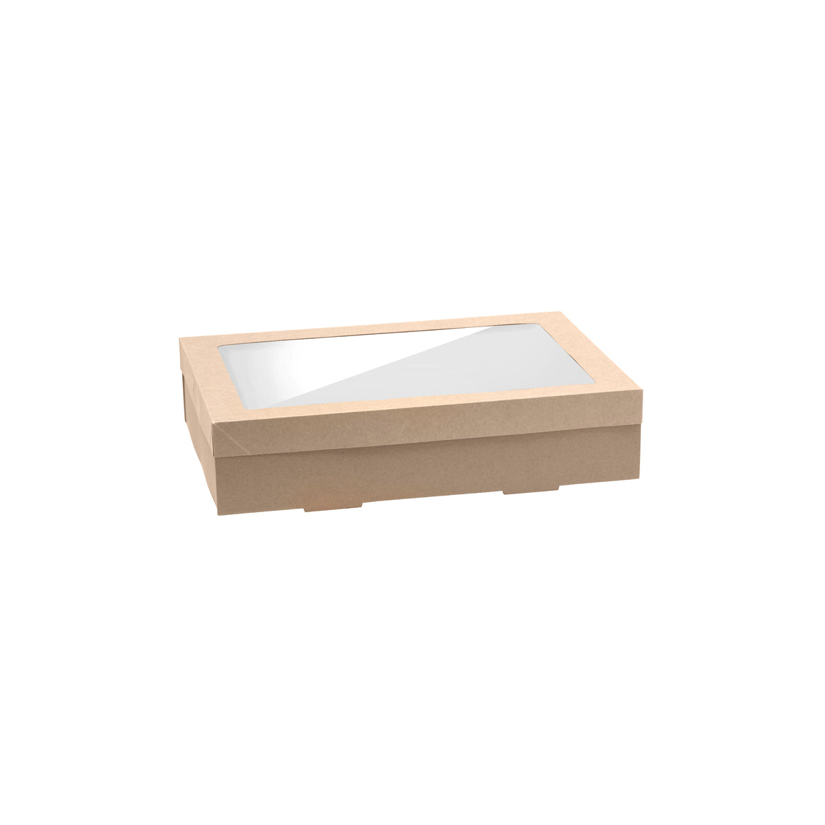 BP.BB-CBWL-M BioPak FSC BioBoard & Clear PLA Catering Tray Window Lid Medium Kraft 364x255x30mm Globe Importers Adelaide Hospitality Supplies