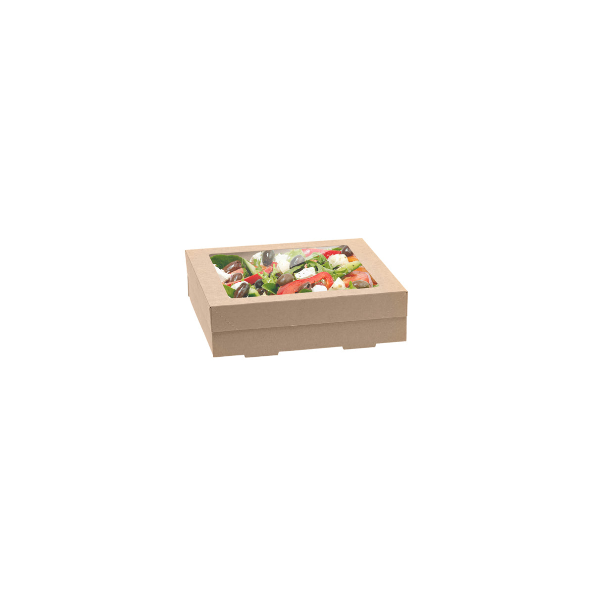 BP.BB-CBWL-S BioPak FSC™ BioBoard & Clear PLA Catering Tray Window Lid Small Kraft 229x228x30mm Globe Importers Adelaide Hospitality Supplies