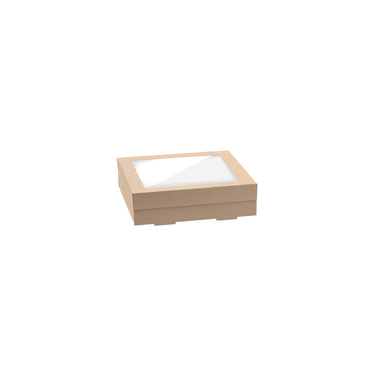 BP.BB-CBWL-S BioPak FSC BioBoard & Clear PLA Catering Tray Window Lid Small Kraft 229x228x30mm Globe Importers Adelaide Hospitality Supplies