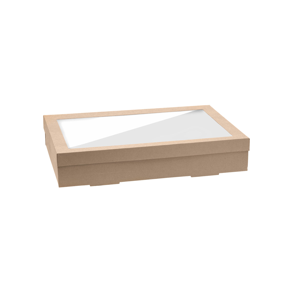 BP.BB-CBWL-XL BioPak FSC BioBoard & Clear PLA Catering Tray Window Lid Extra Large Kraft 455x313x30mm Globe Importers Adelaide Hospitality Supplies