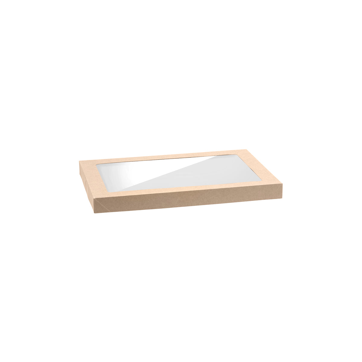 BP.BB-CBWL-M BioPak FSC™ BioBoard & Clear PLA Catering Tray Window Lid Medium Kraft 364x255x30mm Globe Importers Adelaide Hospitality Supplies