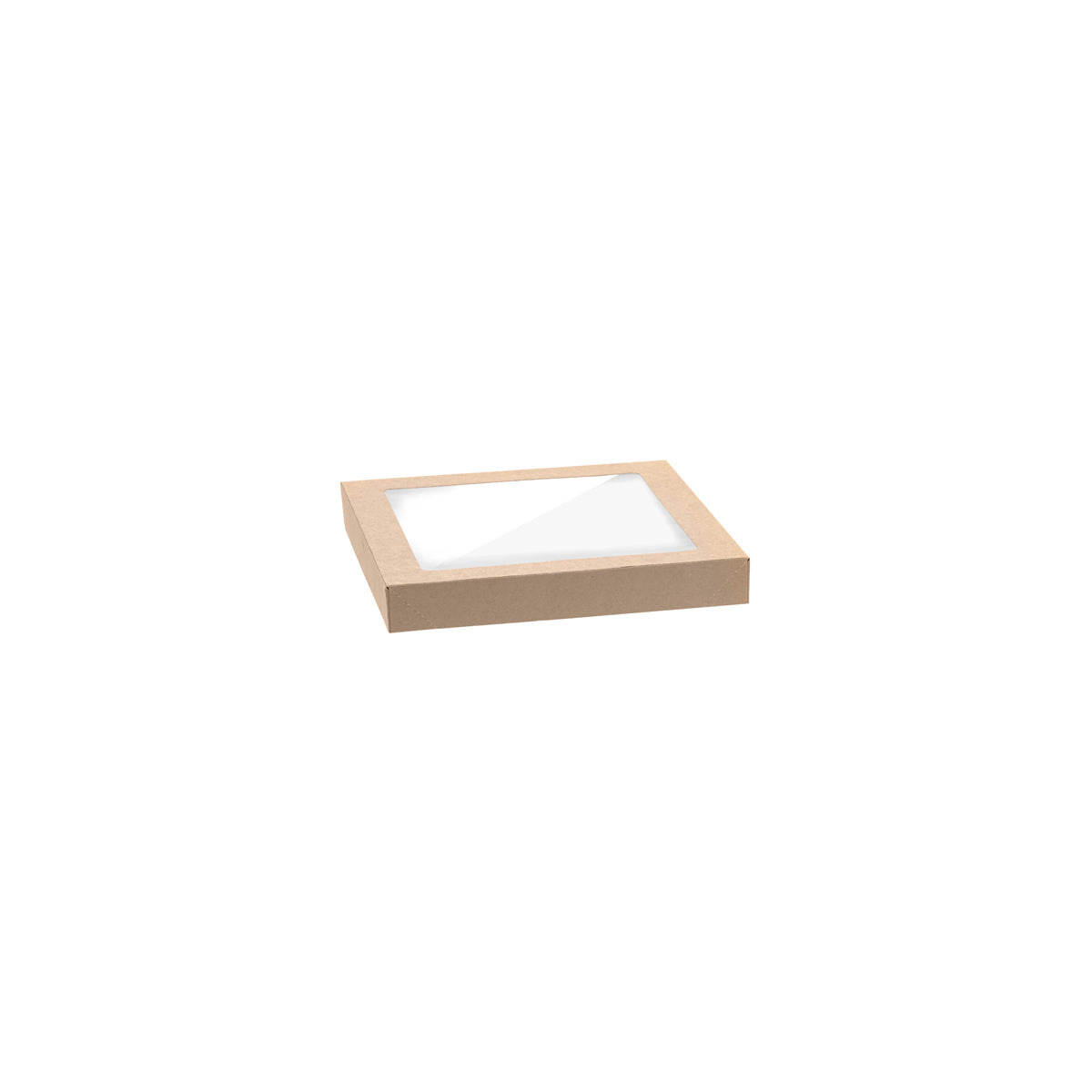 BP.BB-CBWL-S BioPak FSC BioBoard & Clear PLA Catering Tray Window Lid Small Kraft 229x228x30mm Globe Importers Adelaide Hospitality Supplies
