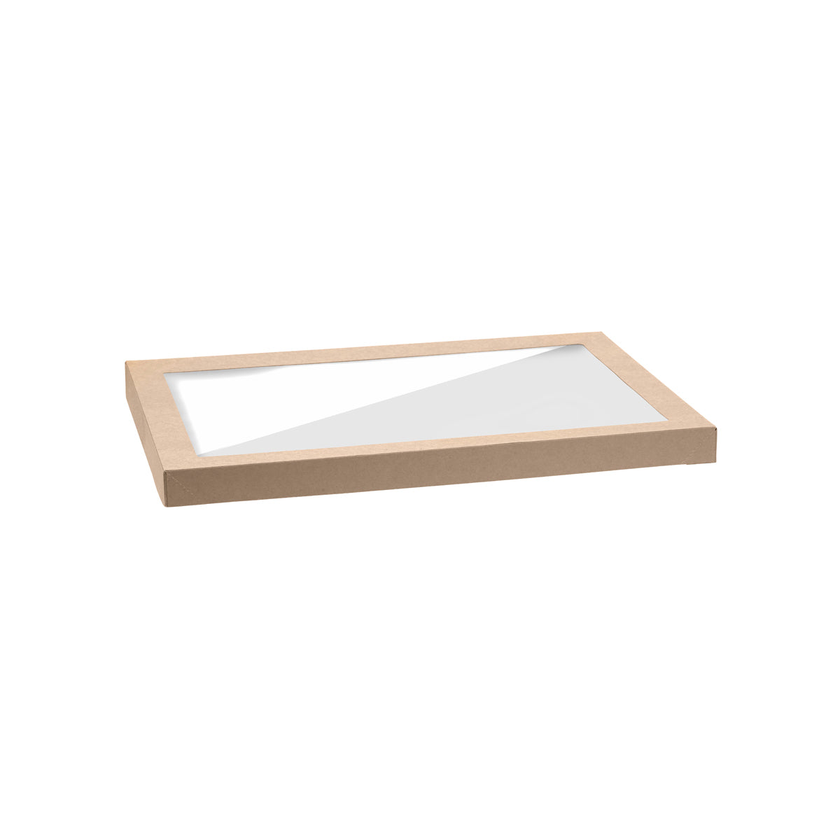 BP.BB-CBWL-XL BioPak FSC™ BioBoard & Clear PLA Catering Tray Window Lid Extra Large Kraft 455x313x30mm Globe Importers Adelaide Hospitality Supplies
