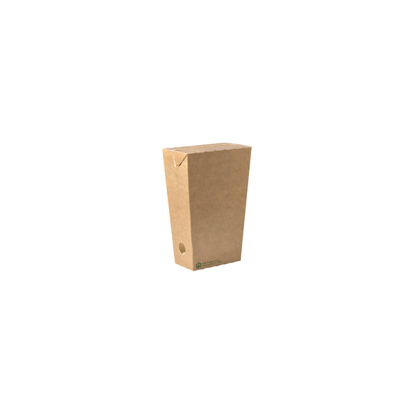 BioPak BioBoard Enclosed Chip Box Printed Kraft Look Large 100x55x150mm (800/ctn)